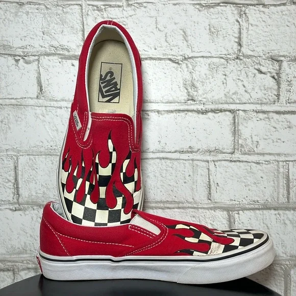 Vans Classic Slip on Drip Red black/white checkerboard - Picture 3 of 10